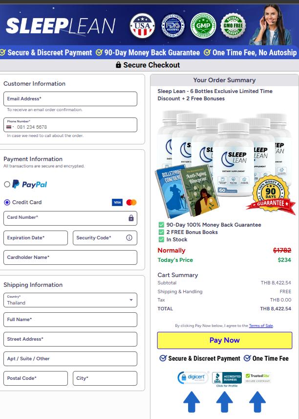 Sleep Lean - secure Order Page